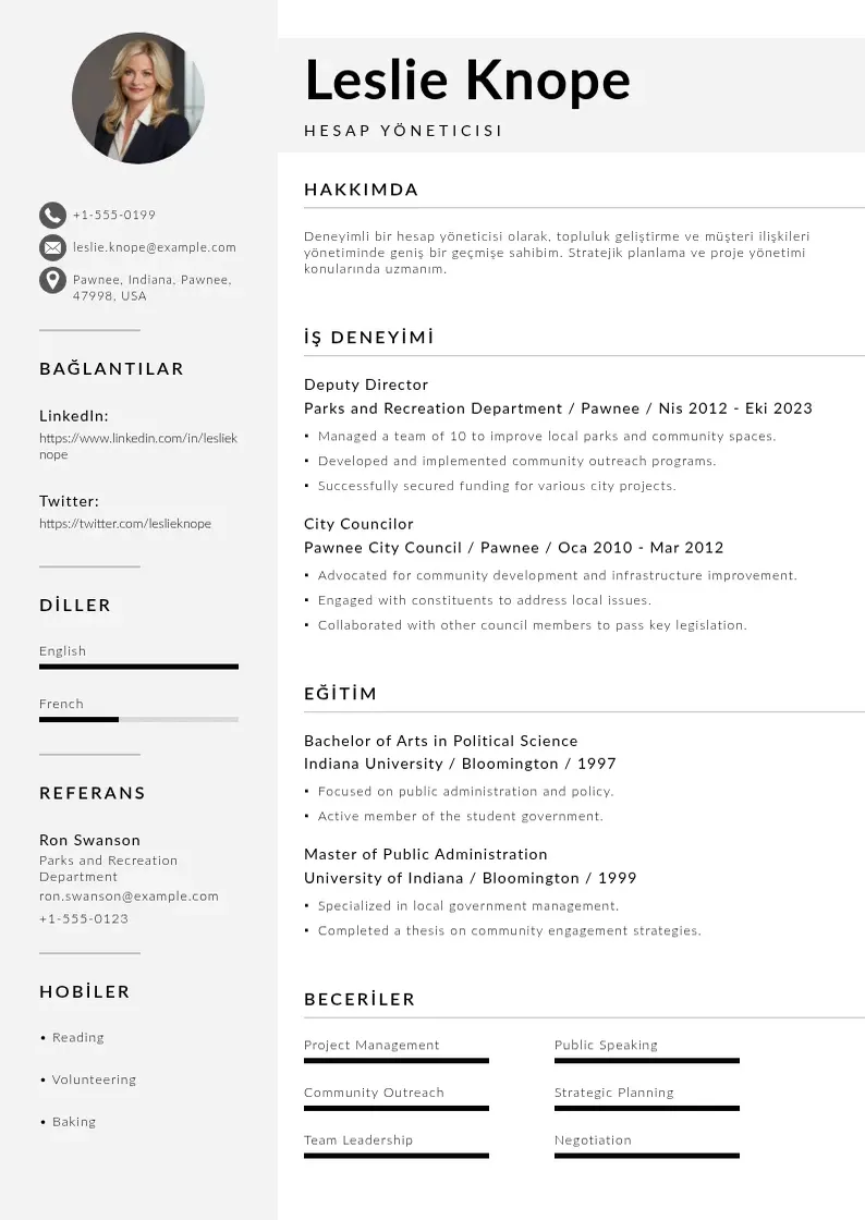 Mūsdienīga Hesap yönetici  CV veidne