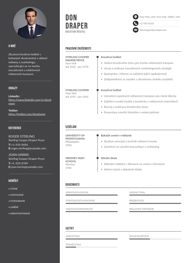 Divu kolonnu Grafik zivotopis CV piemērs