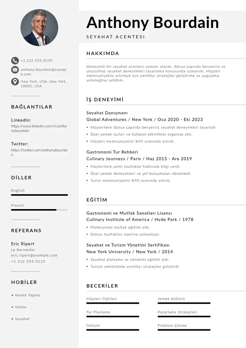 Mūsdienīga Seyahat acentesi  CV veidne