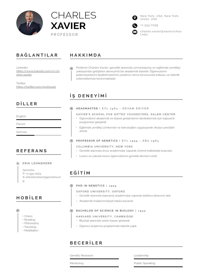 Profesionāla Akademik Danışman  CV veidne