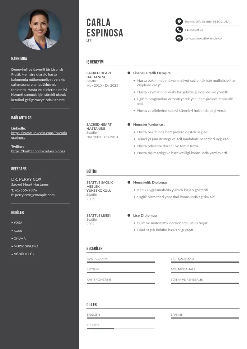 Divu kolonnu LPN  CV piemērs