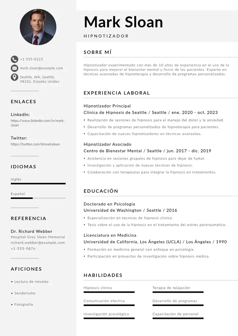 two column hipnotizadores resume example