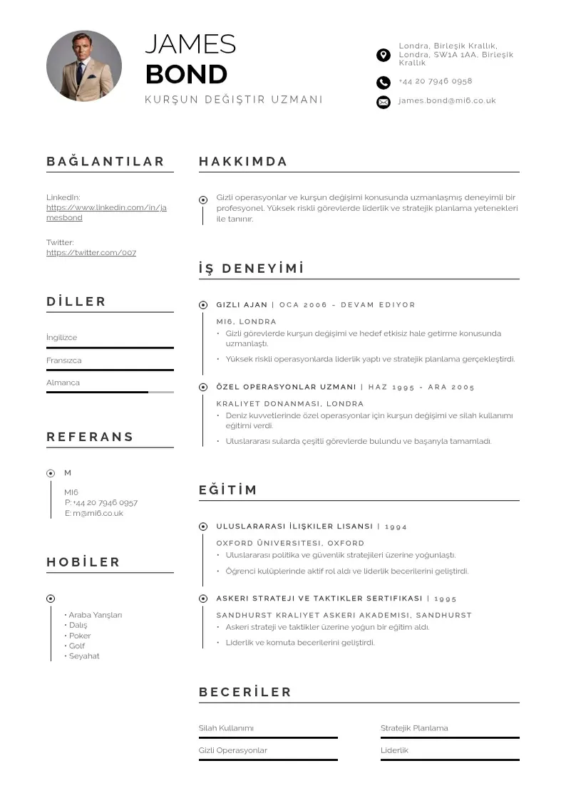 Profesionāla Kurşun Değiştir  CV veidne