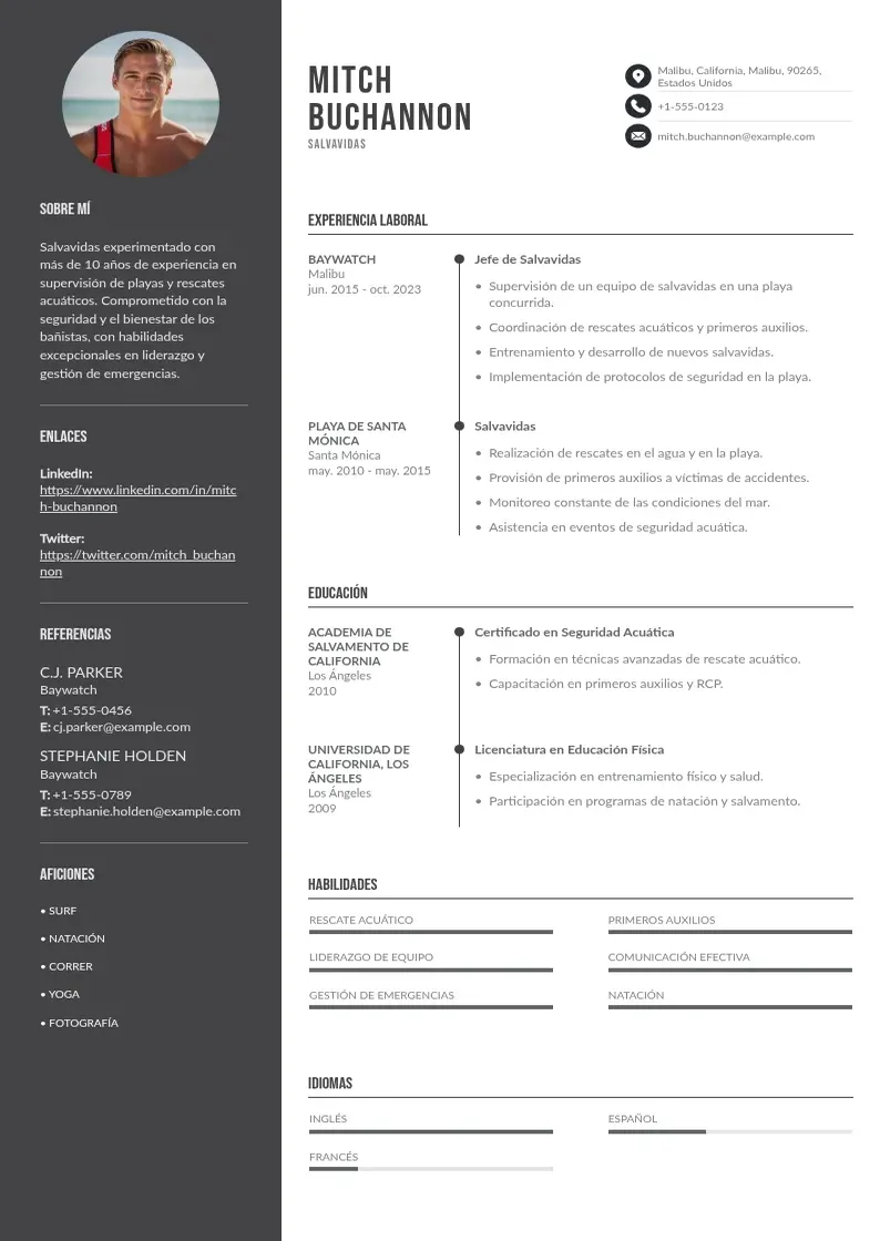 two column cv-salvavidas resume example