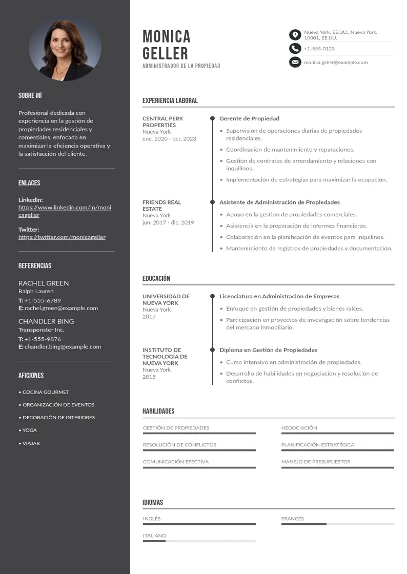 two column cv-administrador-de-la-propiedad resume example