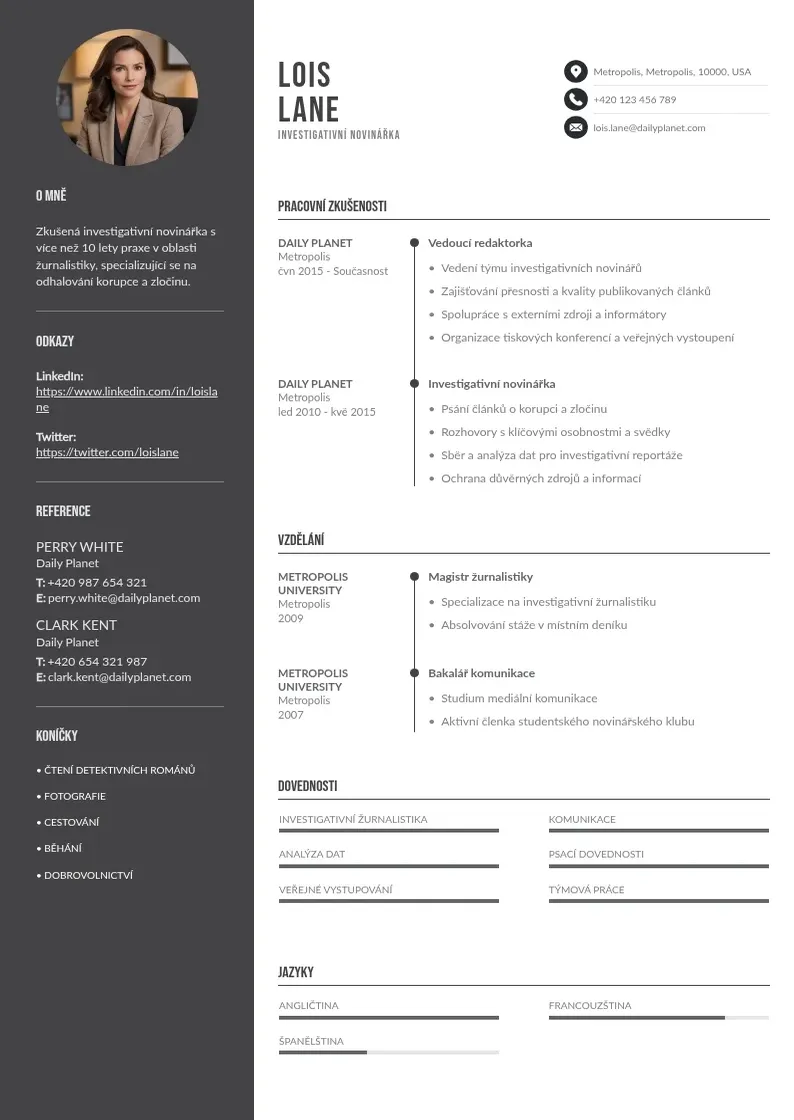 Divu kolonnu Urednik zivotopis 2 CV piemērs