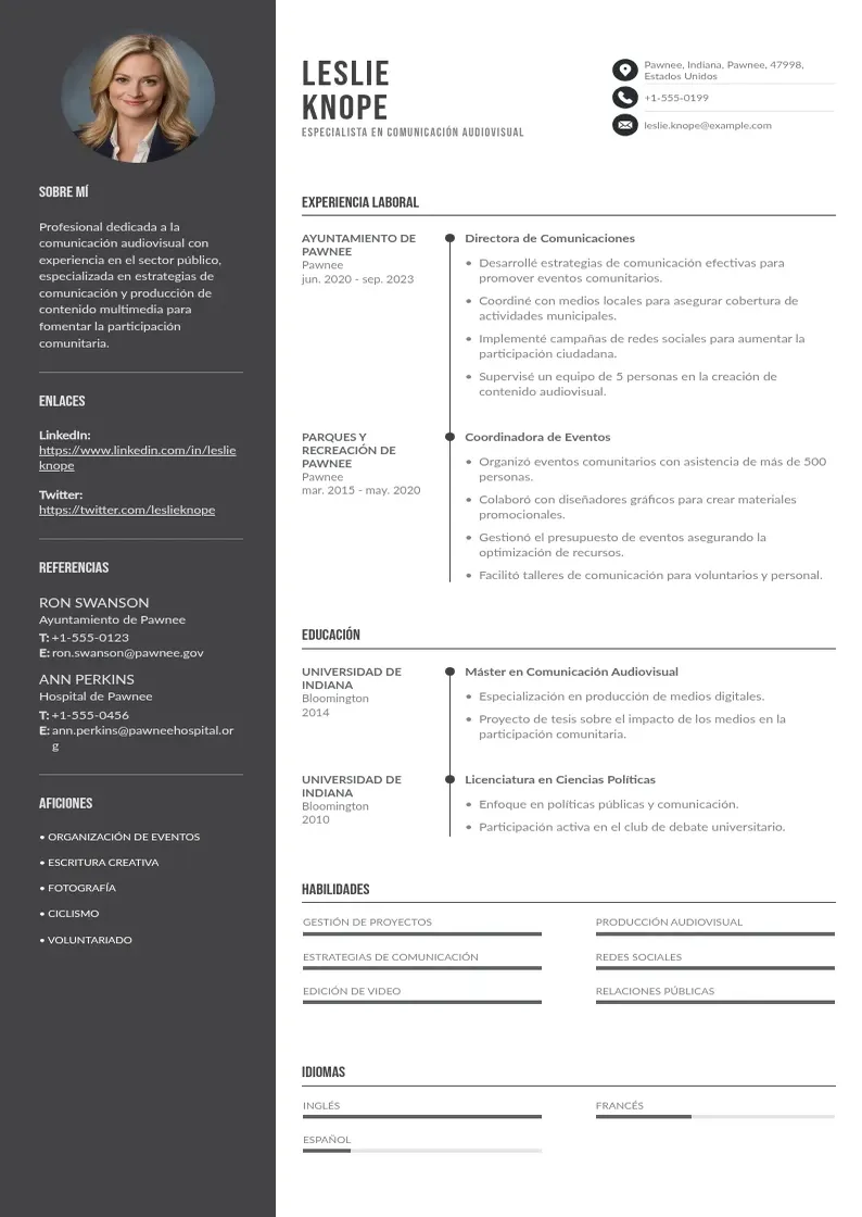 two column comunicacion-audiovisual resume example