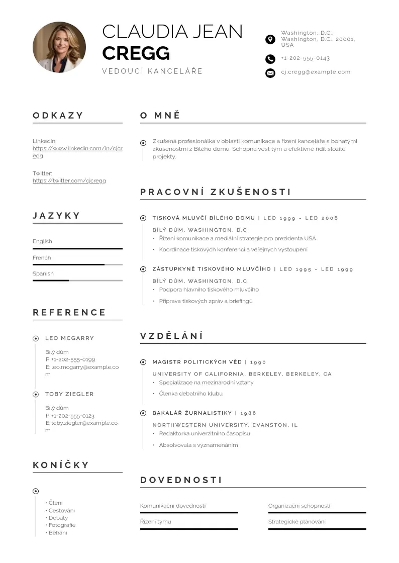 Profesionāla Vedouci kancelare zivotopis CV veidne