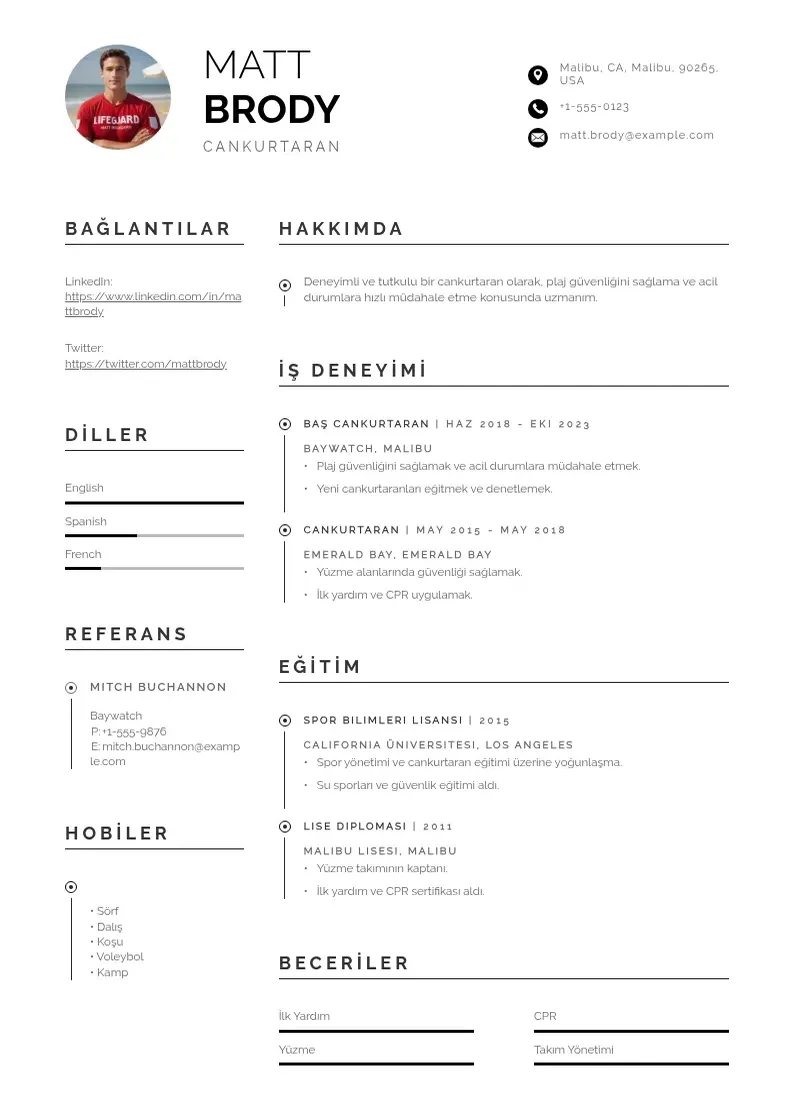 Profesionāla Cankurtaran CV veidne