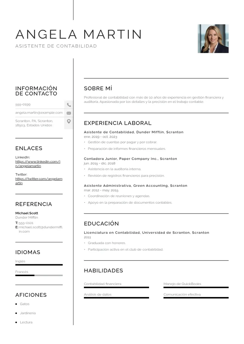 two column cv-asistente-de-contabilidad resume example