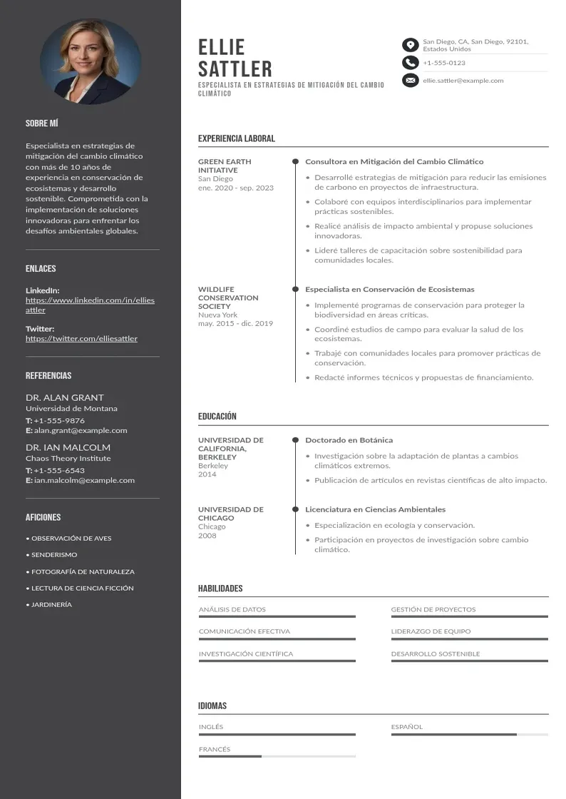 two column especialista-en-estrategias-de-mitigacion-del-cambio-climatico resume example