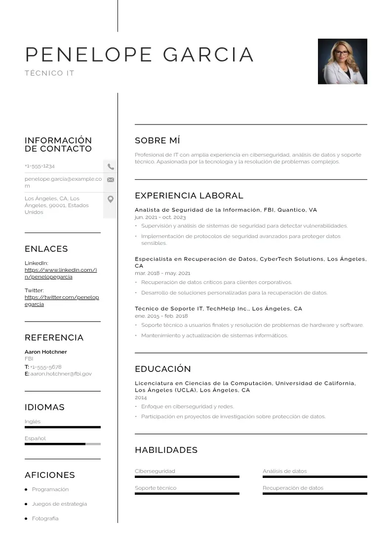 two column cv-tecnico-it resume example