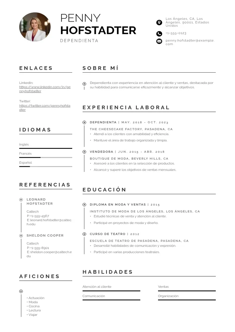 two column curriculum-de-dependienta resume example