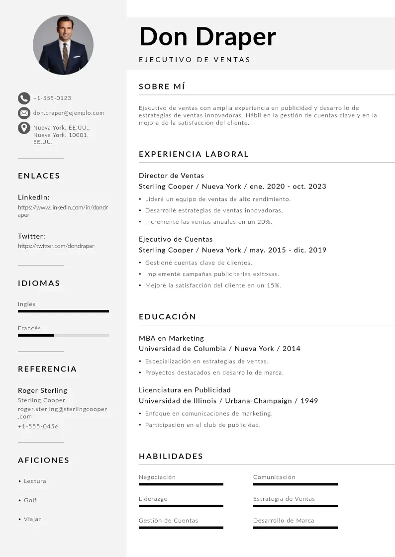 two column curriculum-de-vendedor resume example