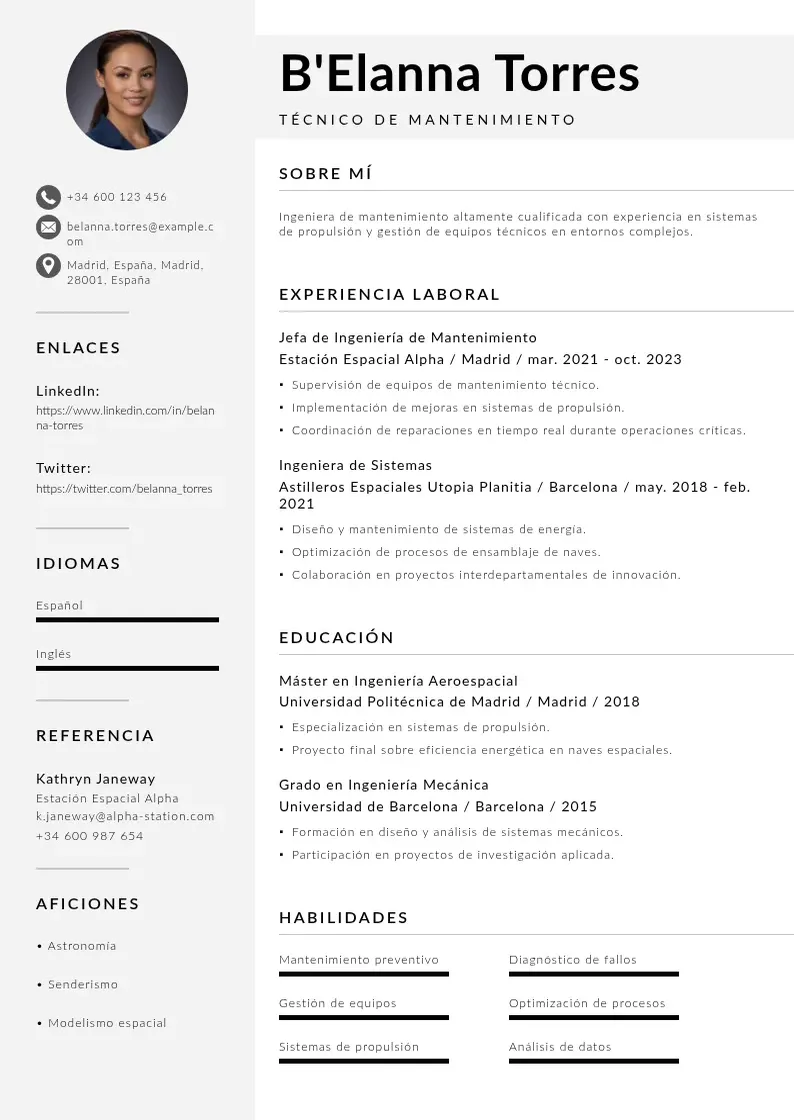 two column curriculum-de-tecnico-de-mantenimiento resume example