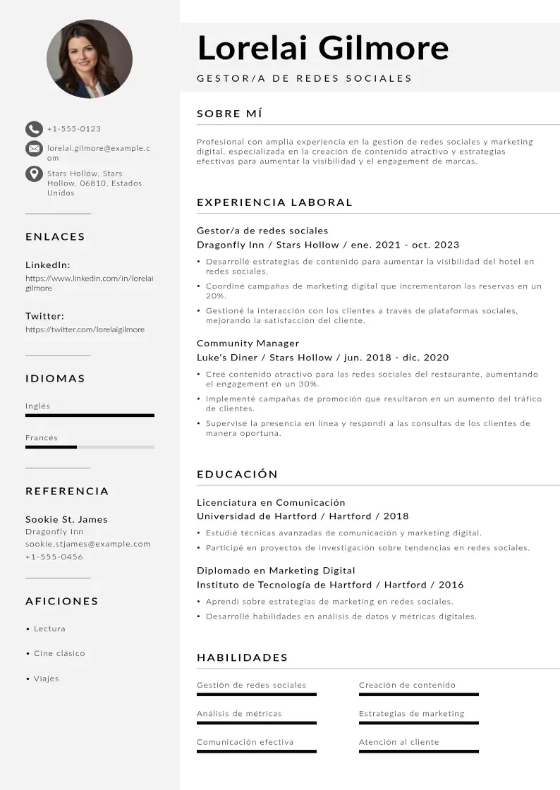 two column gestor-a-de-redes-sociales resume example