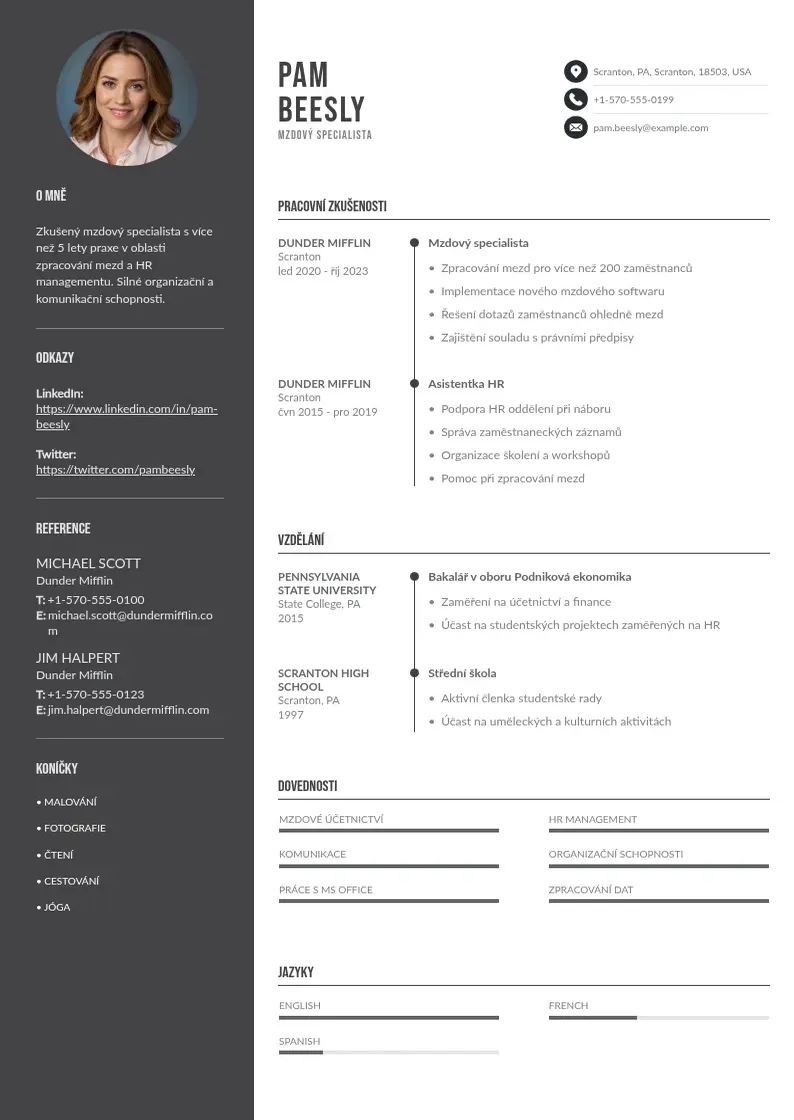 Divu kolonnu Mzdoveho specialisty zivotopis CV piemērs
