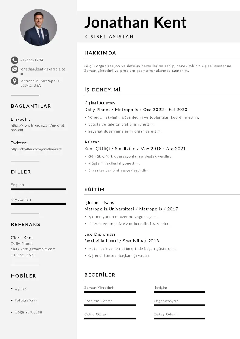 Mūsdienīga Kisisel asistanin ozgecmisi CV veidne