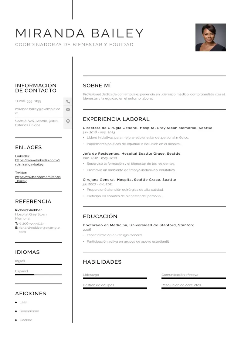 two column coordinadora-de-bienestar-y-equidad resume example