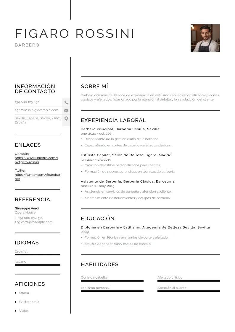 two column cv-barbero resume example