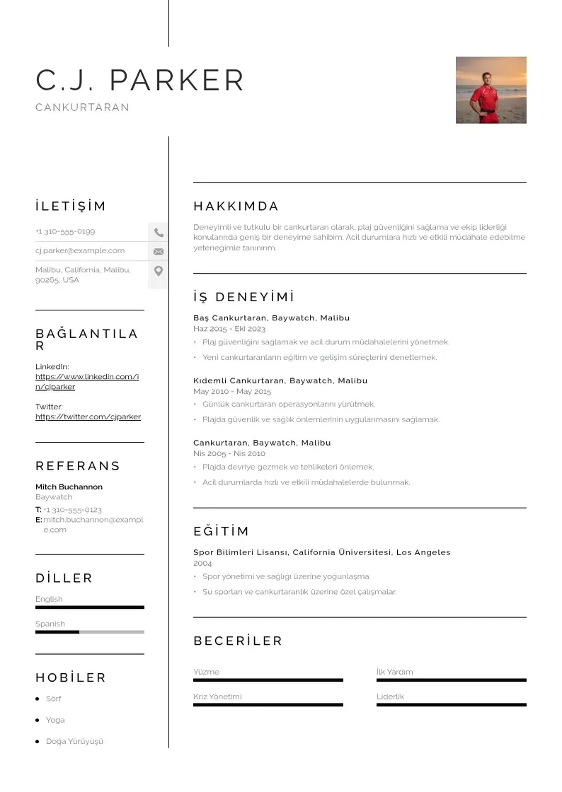 Vienkārša Cankurtaran CV piemērs