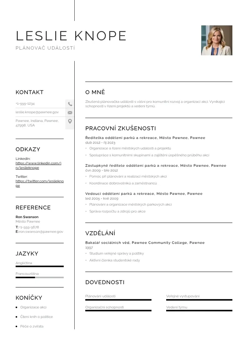 Vienkārša Planovac udalosti zivotopis CV piemērs