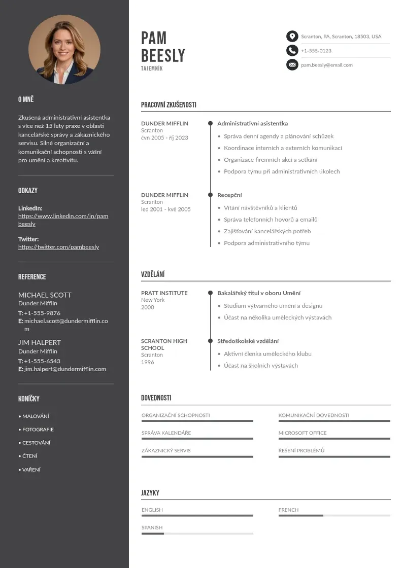 Divu kolonnu Tajemnik zivotopis CV piemērs