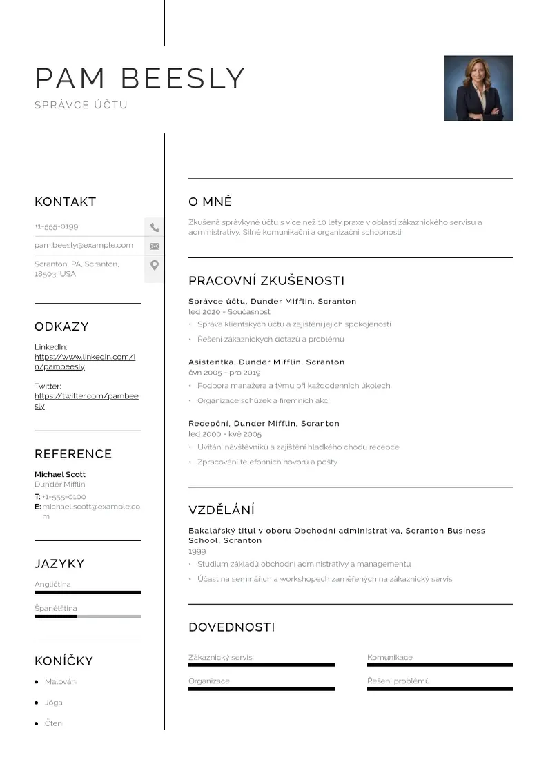 Vienkārša Spravce uctu zivotopis CV piemērs