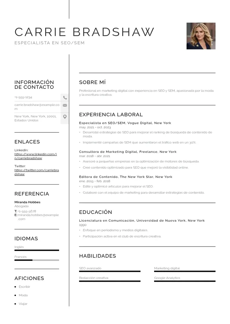 two column especialista-en-seosem resume example