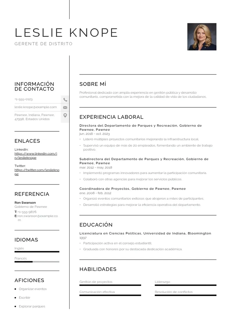 two column cv-gerente-de-distrito resume example