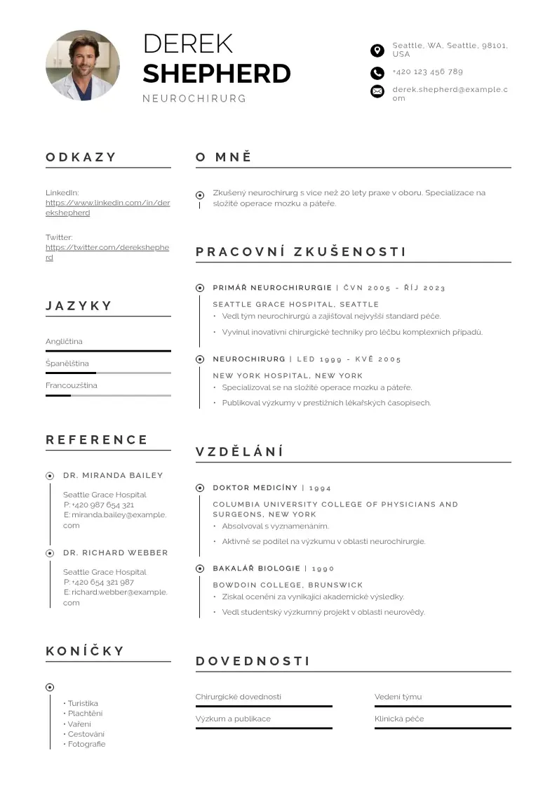 Profesionāla Technik pece o pacienty zivotopis CV veidne