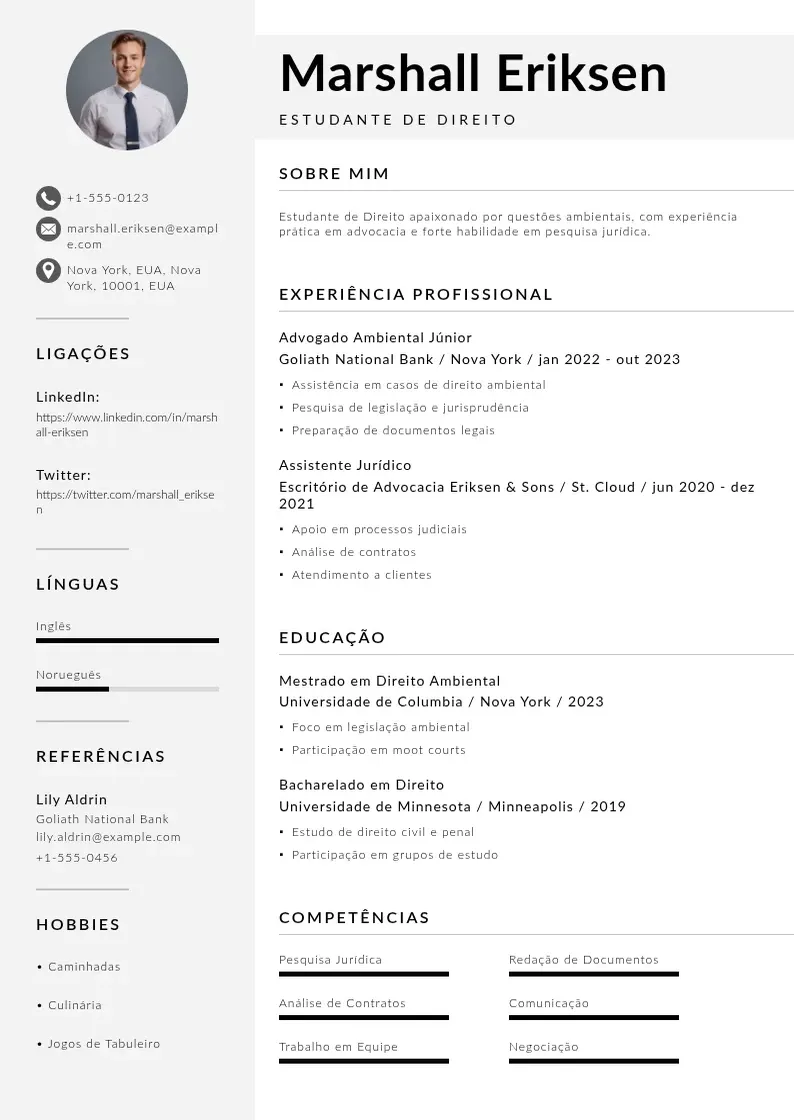 Modelo de currículo moderno de Para estagio