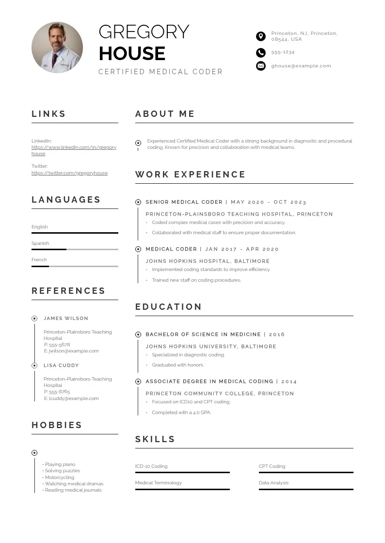 professional 6 certified medical coder resumes resume template