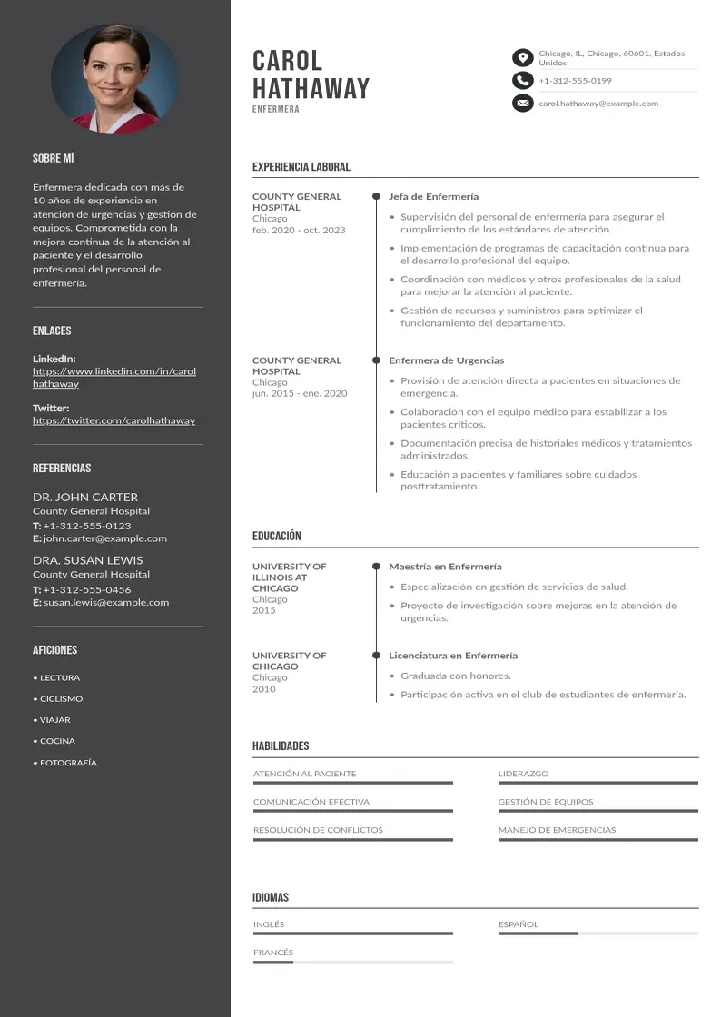 two column curriculum-de-enfermera resume example