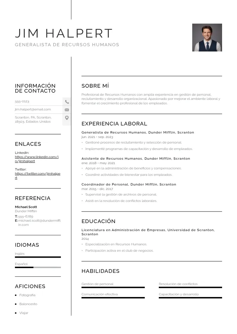 two column generalista-de-recursos-humanos resume example
