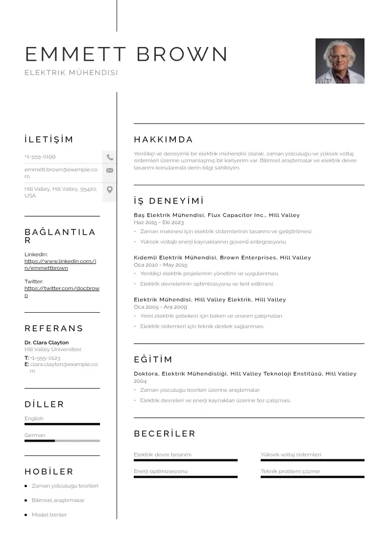 Vienkārša Elektrik mühendisi  CV piemērs