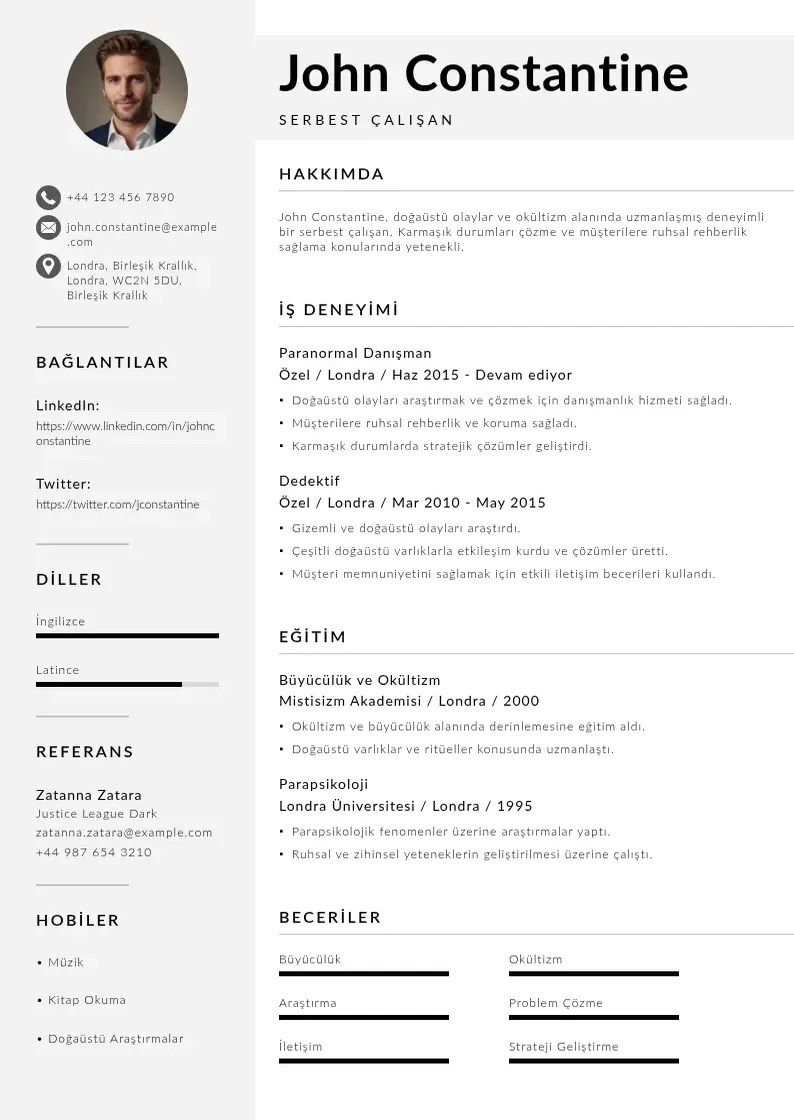 Mūsdienīga Serbest çalışan  CV veidne