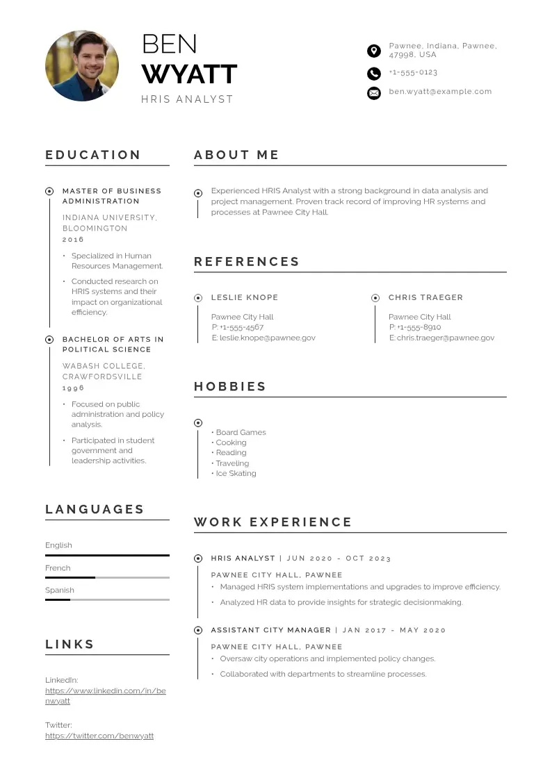 professional Hris analyst resume resume template