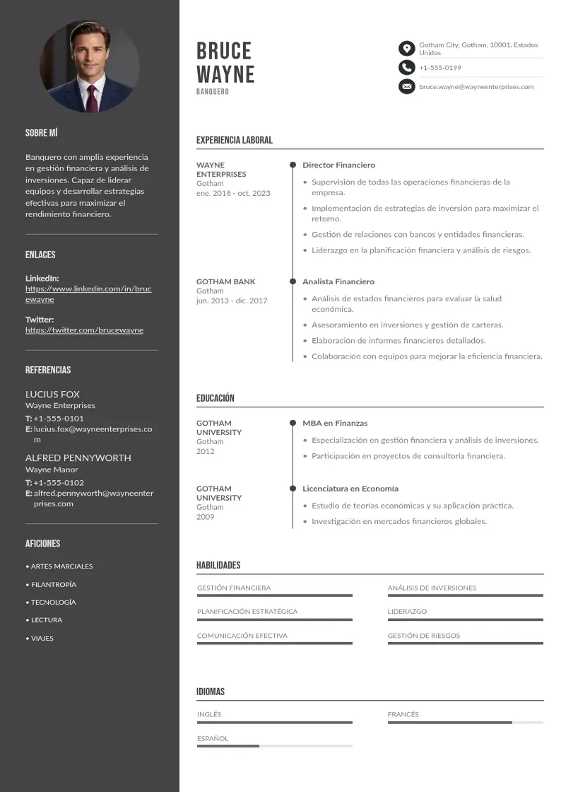 two column cv-banquero resume example