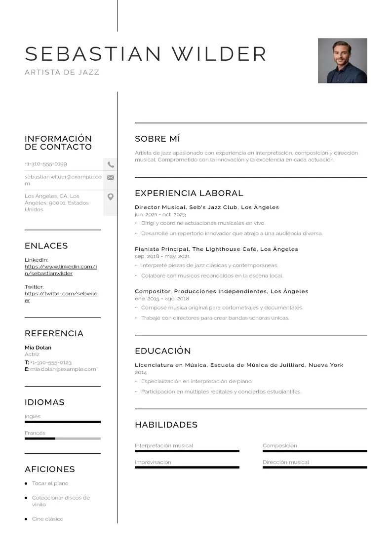 two column curriculum-artistico resume example
