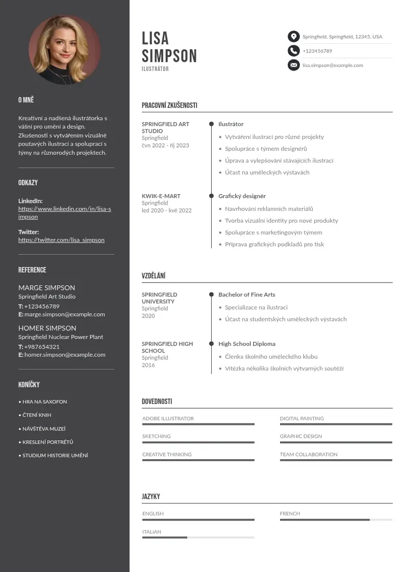 Divu kolonnu Ilustrator zivotopis CV piemērs