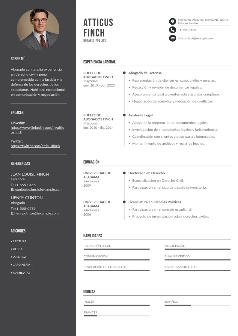 two column notario-publico resume example