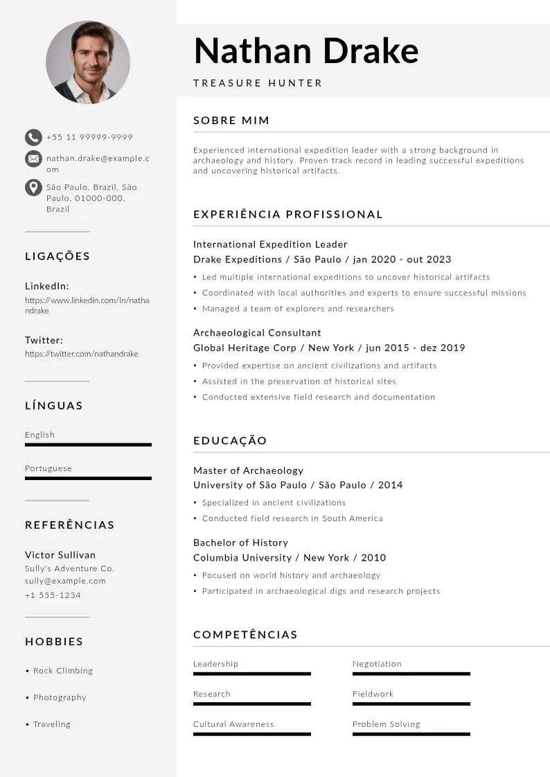 Modelo de currículo moderno de Internacional em ingles