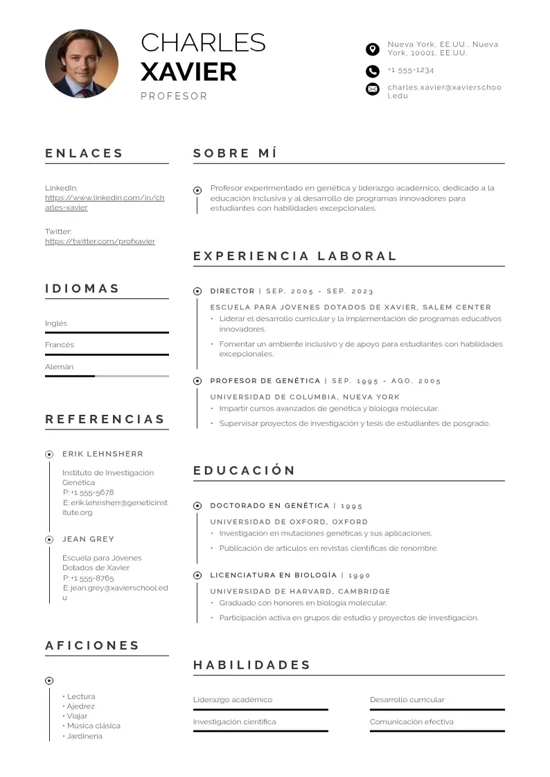 two column curriculum-academico resume example