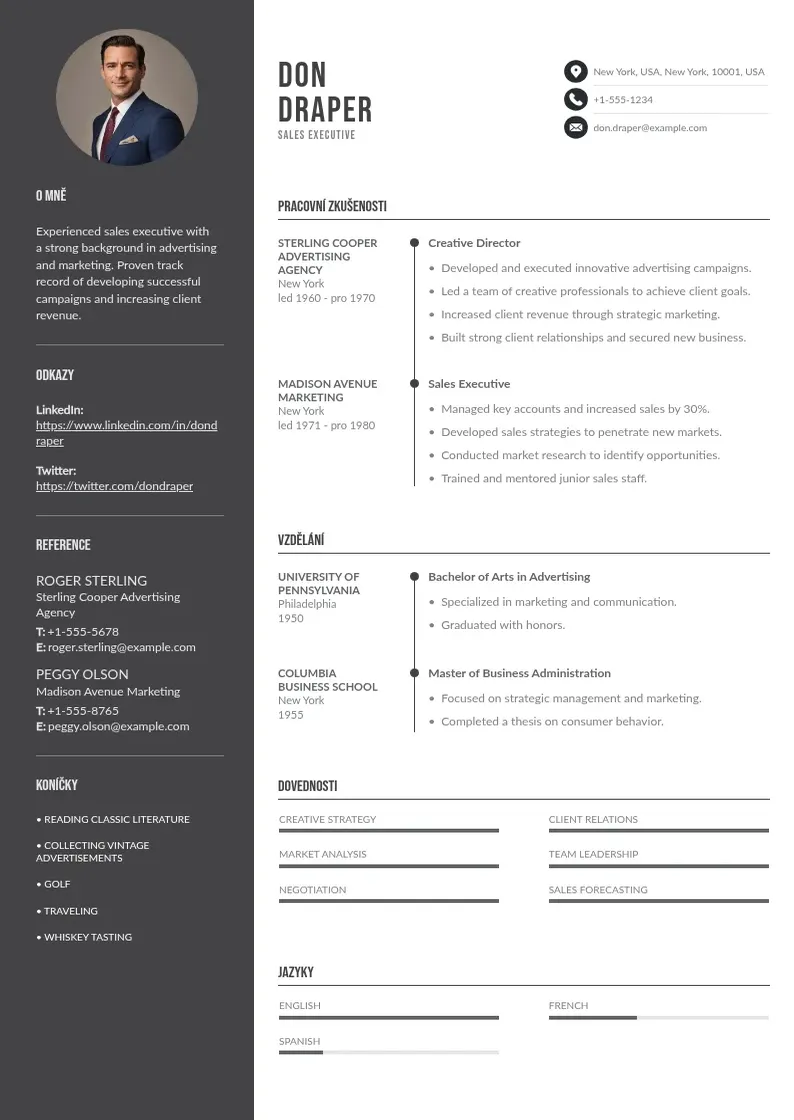 Divu kolonnu Priklad zivotopisu v oblasti prodeje CV piemērs