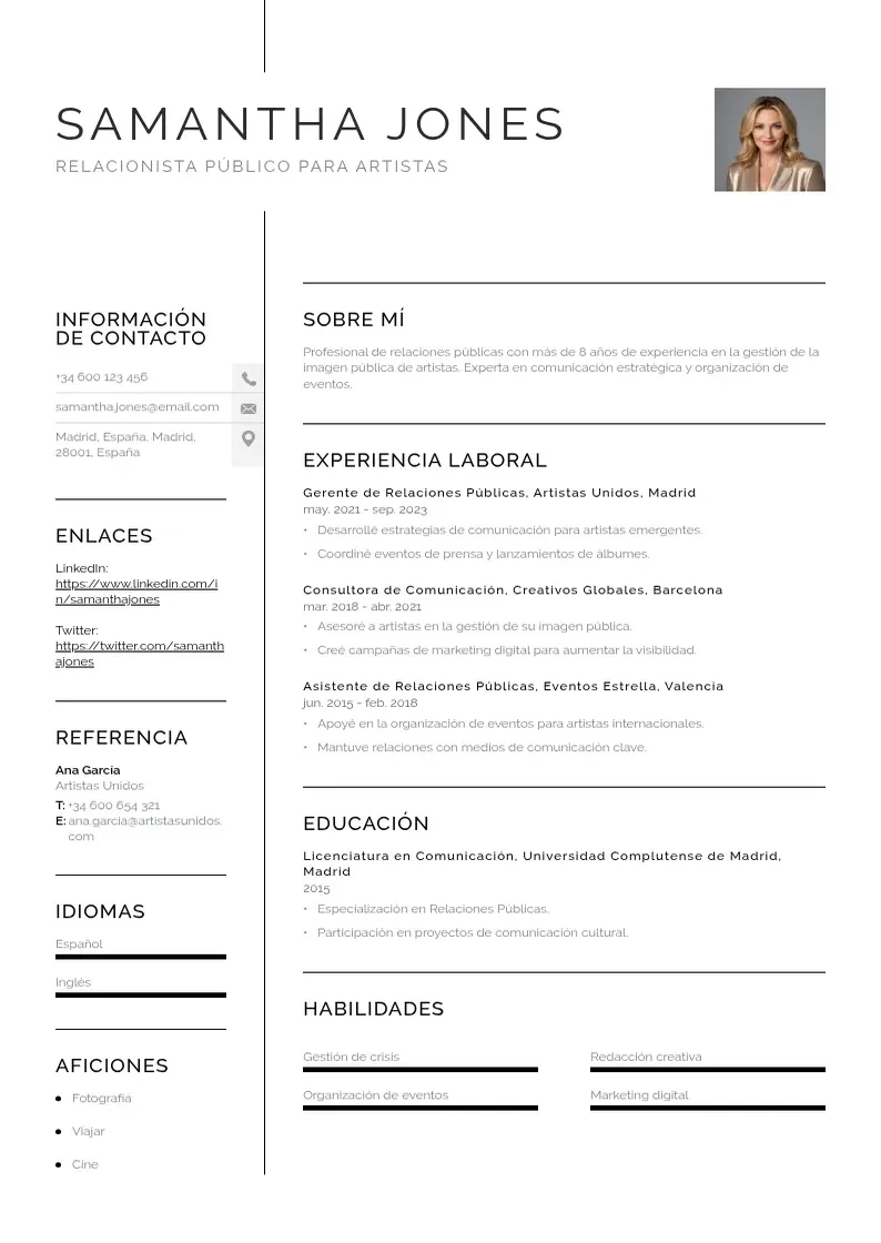two column relacionista-publico-para-artistas resume example