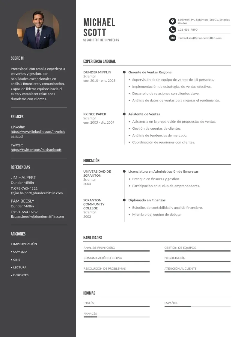 two column suscriptor-de-hipotecas resume example