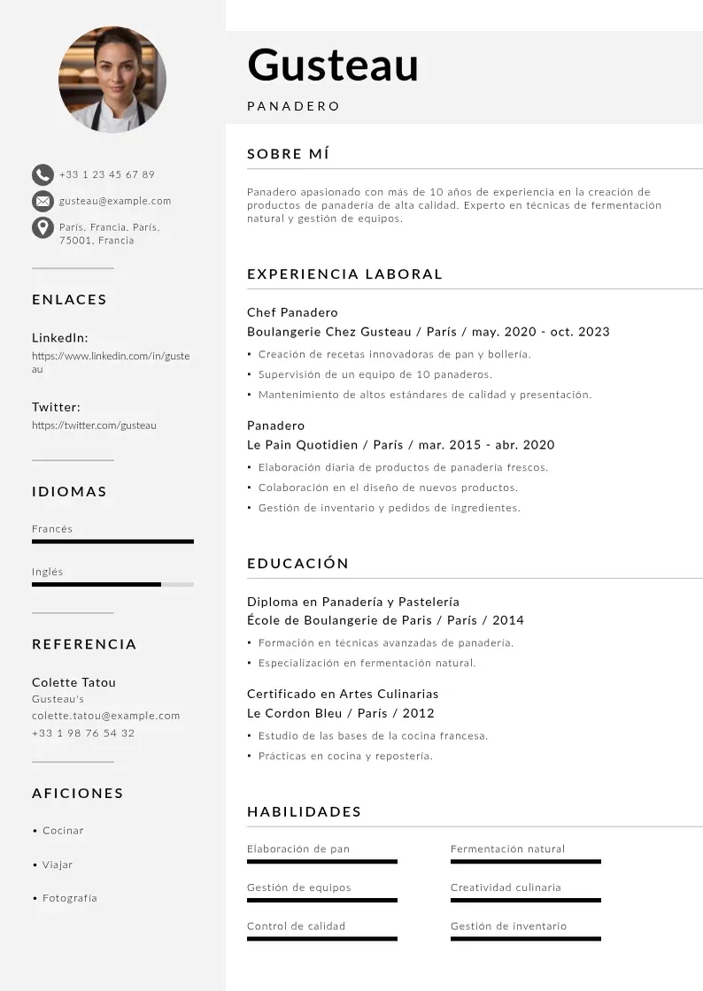two column cv-panadero resume example