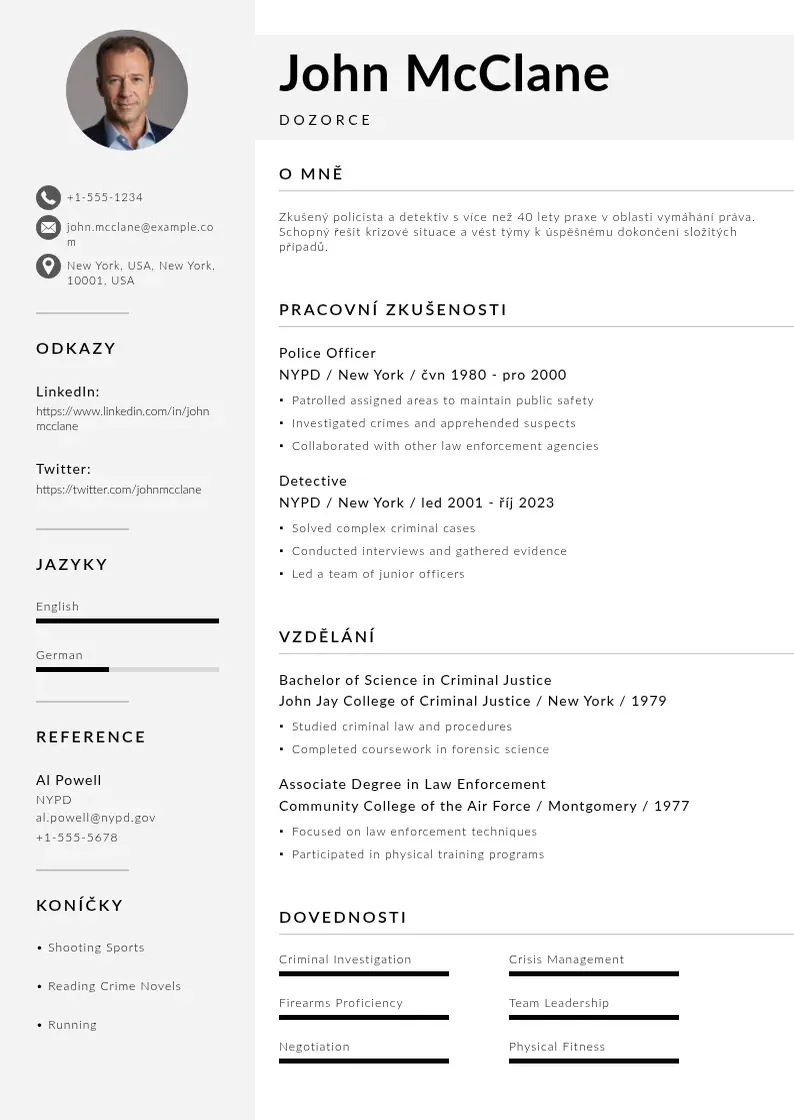 Mūsdienīga Dozorce zivotopis CV veidne