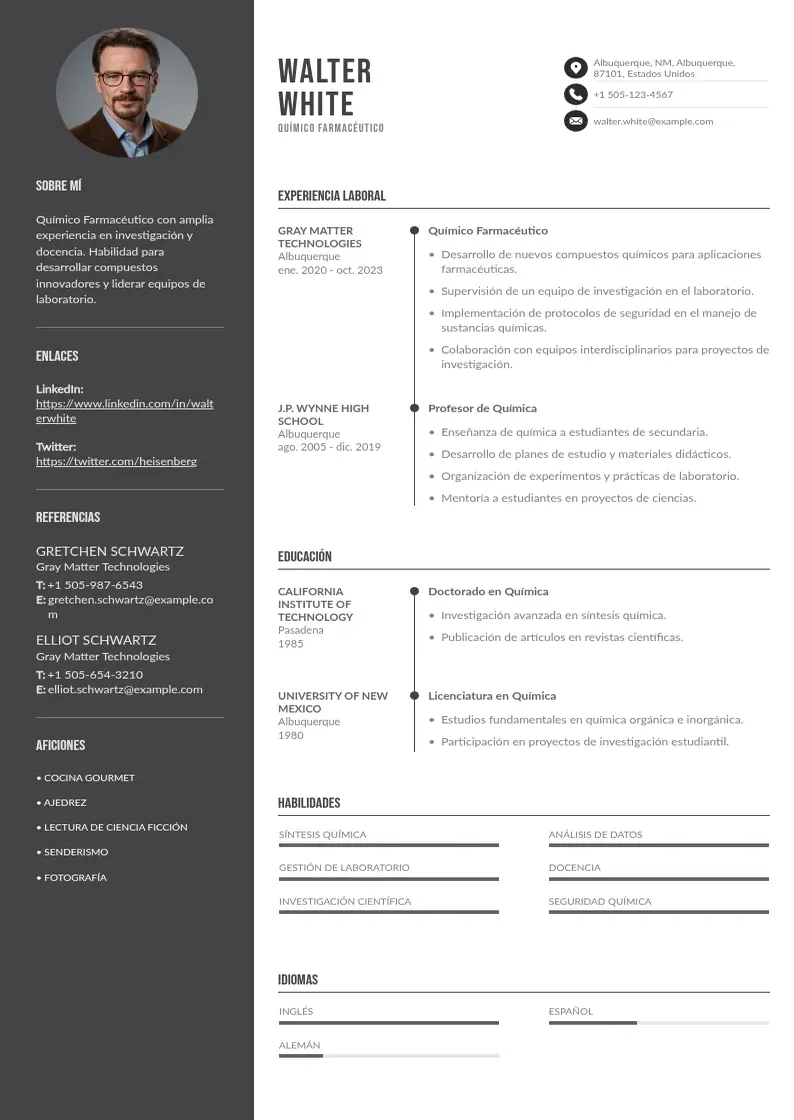 two column cv-en-espanol-ejemplo resume example
